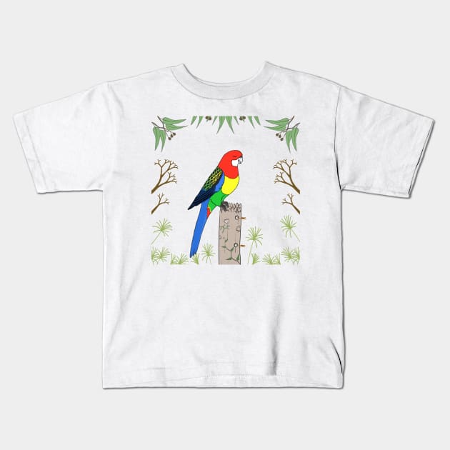 Eastern Rosella Kids T-Shirt by wanungara